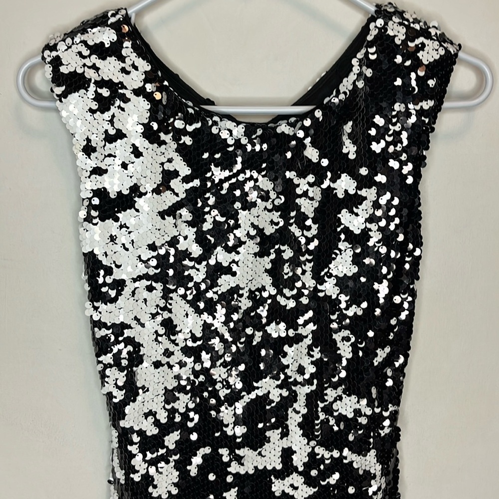 Aidan Mattox Black And White Sequin Mini Dress - image 2